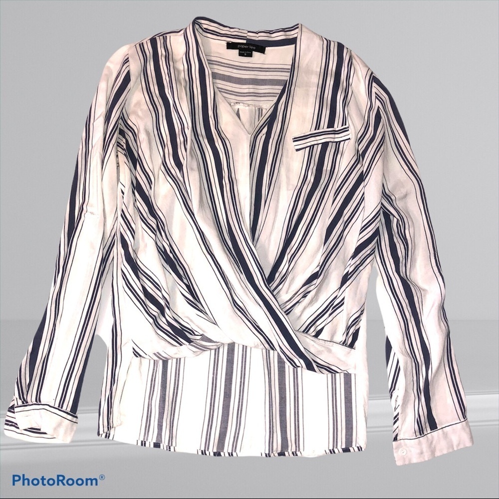 STRIPED CROSS-OVER TOP - Picture 4 of 6